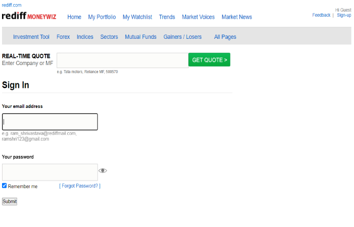 Indian stock markets_ Login to Portfolio – Rediffmail